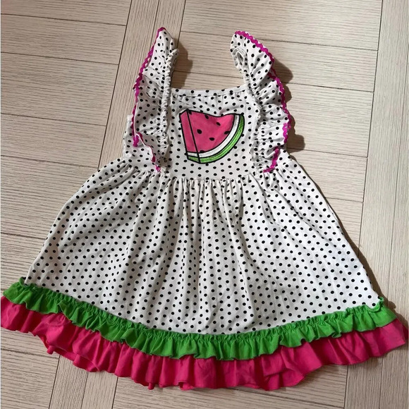 Marie Nicole Clothing girls polka dot watermelon flutter‎ sleeve dress. Size XXL - Picture 1 of 8